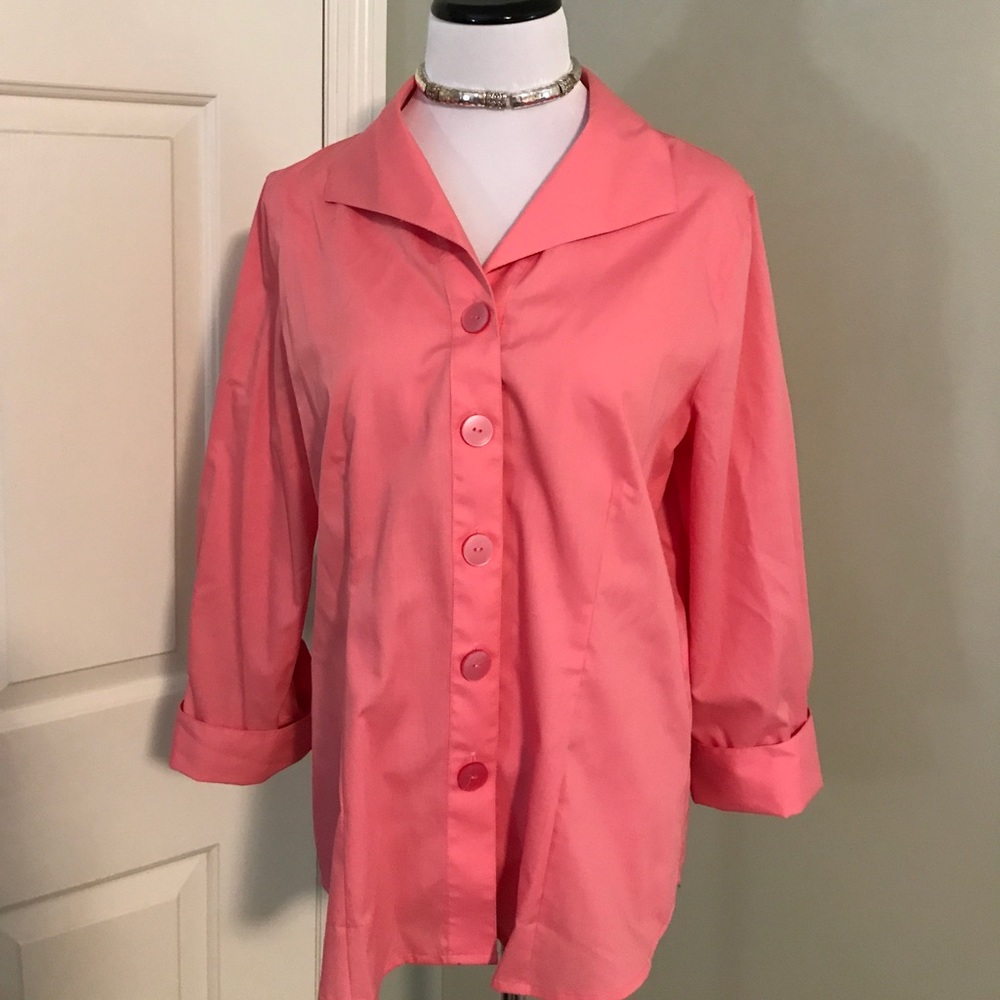 Coral Pink Foxcroft Wrinkle-Free Fitted Blouse