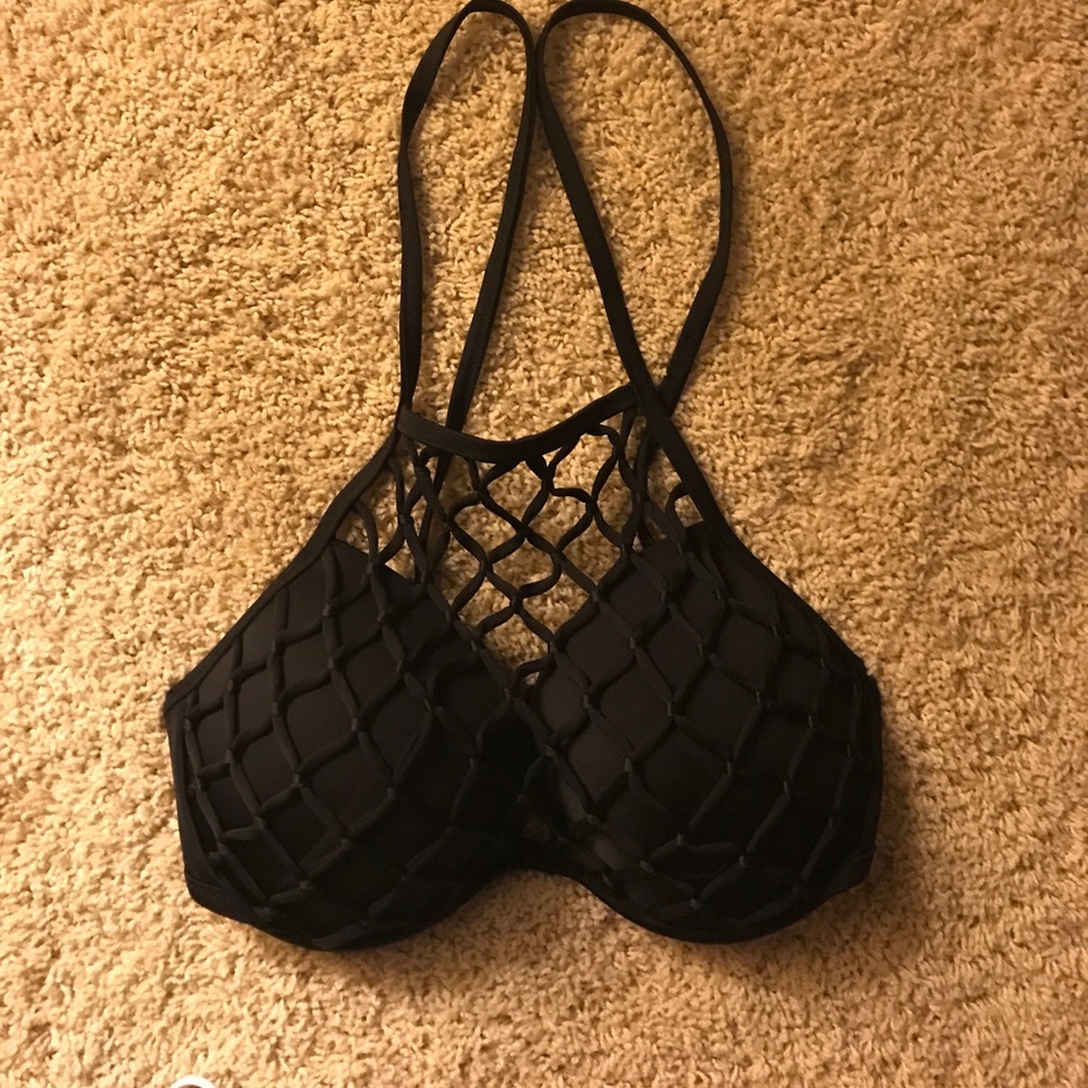 Black net bikini top