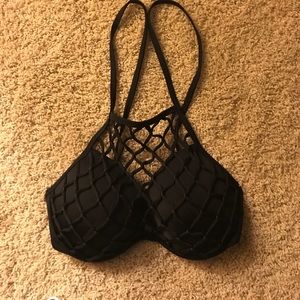 Black net bikini top