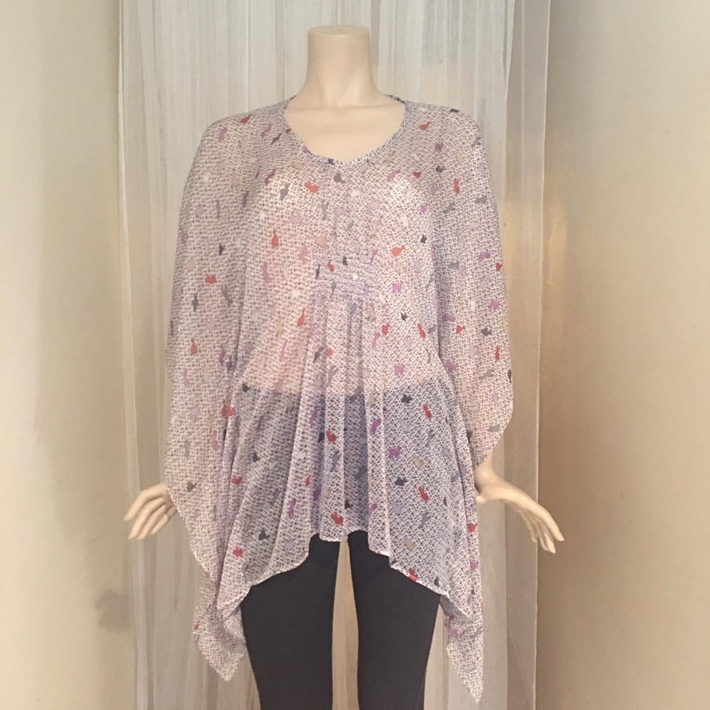 Sheer light weight animal print blouse