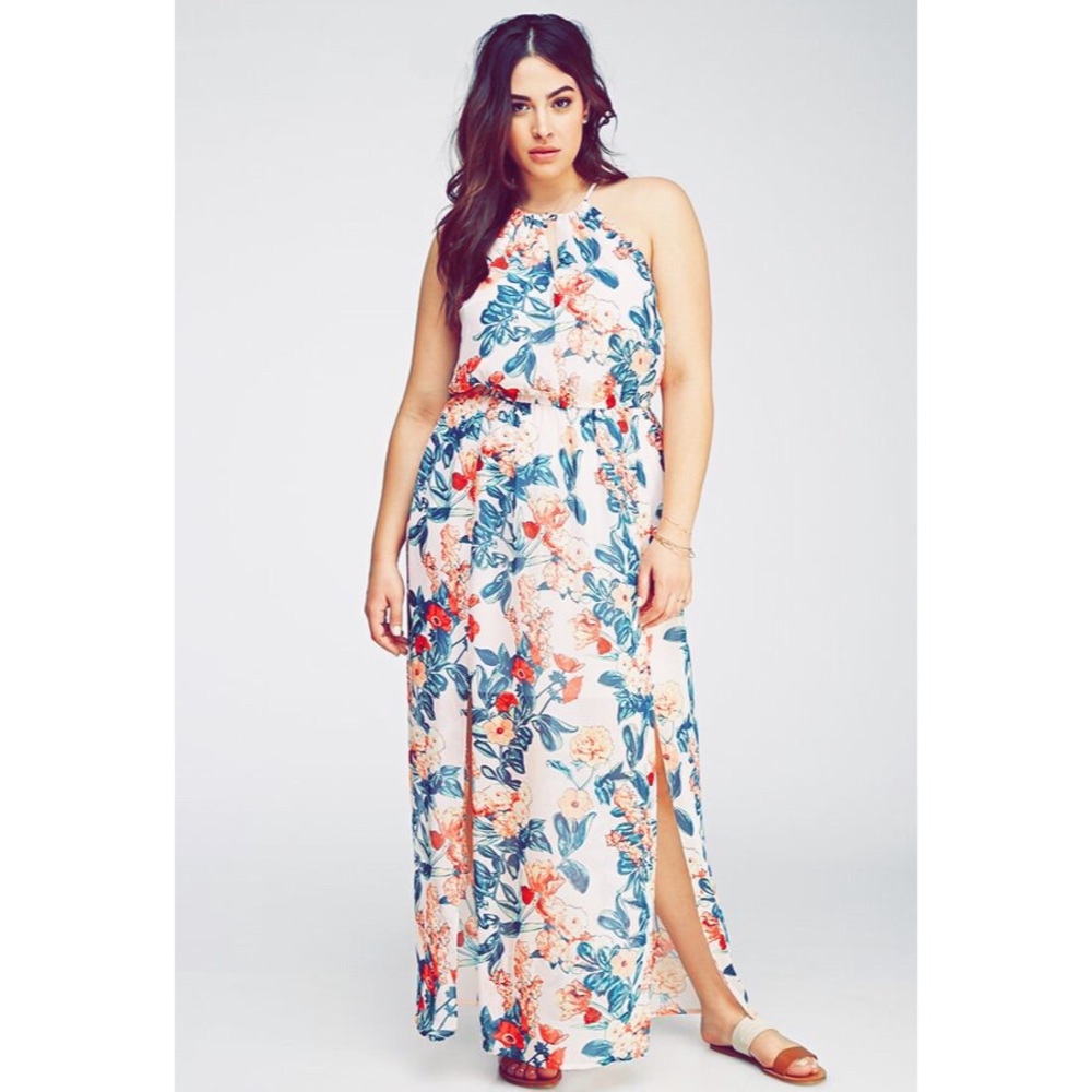 ❌SOLD❌ orever 21 Tropical Floral Sheer Maxi Dress