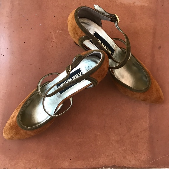 Ann Marino Tobacco Brown Leather Heels - Picture 4 of 8