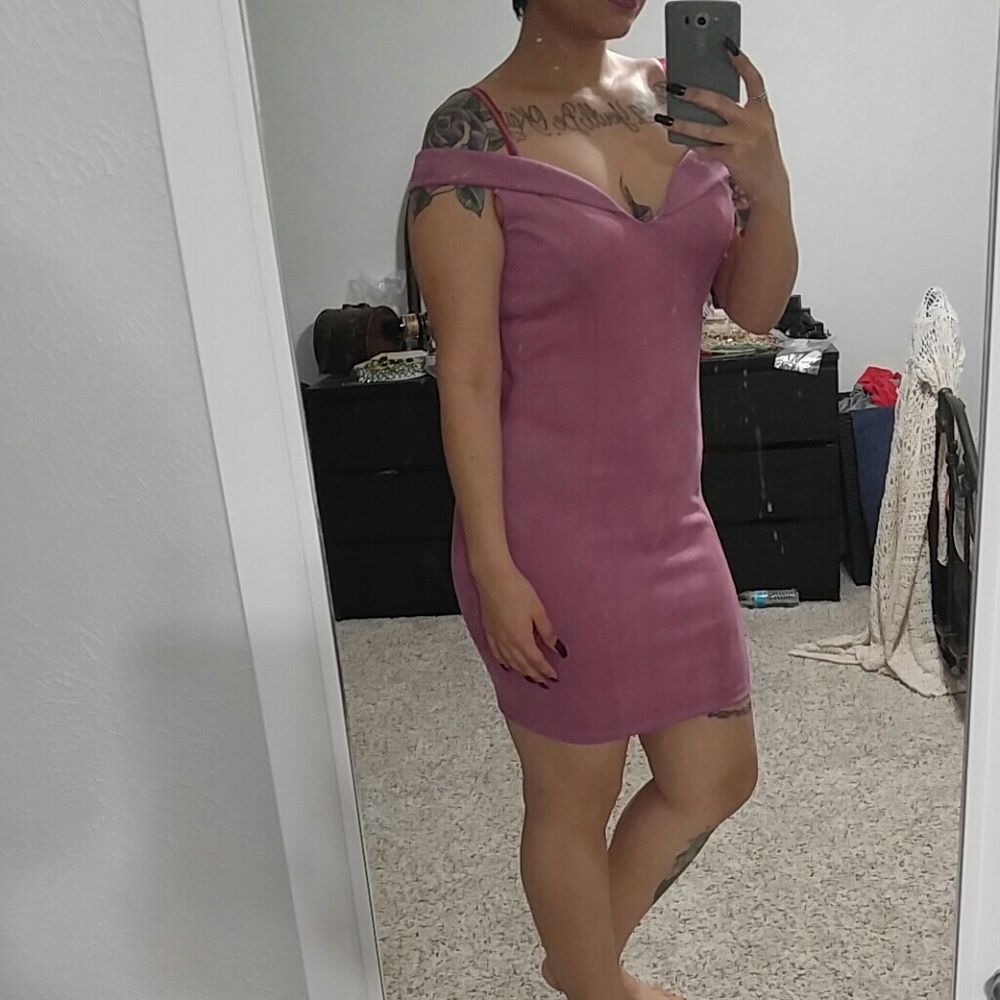 Mauve pink suede dress
