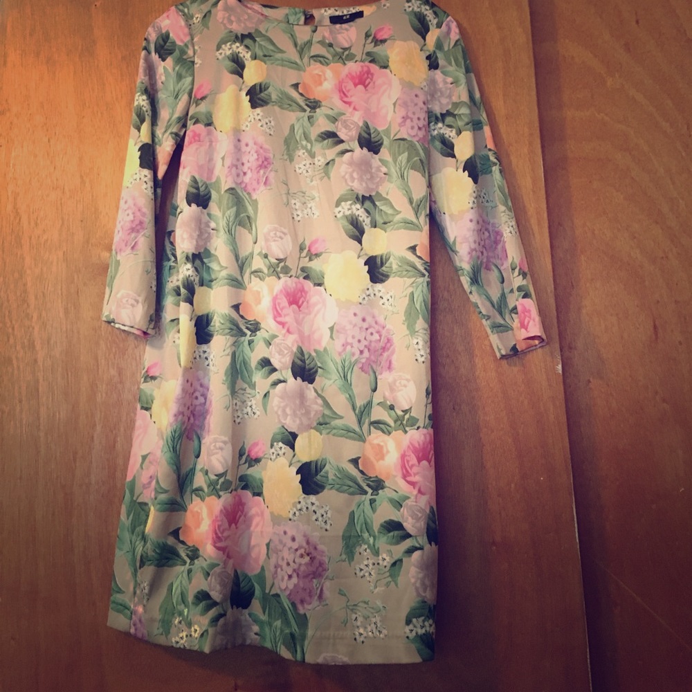 Flower pattern mini dress silk soft