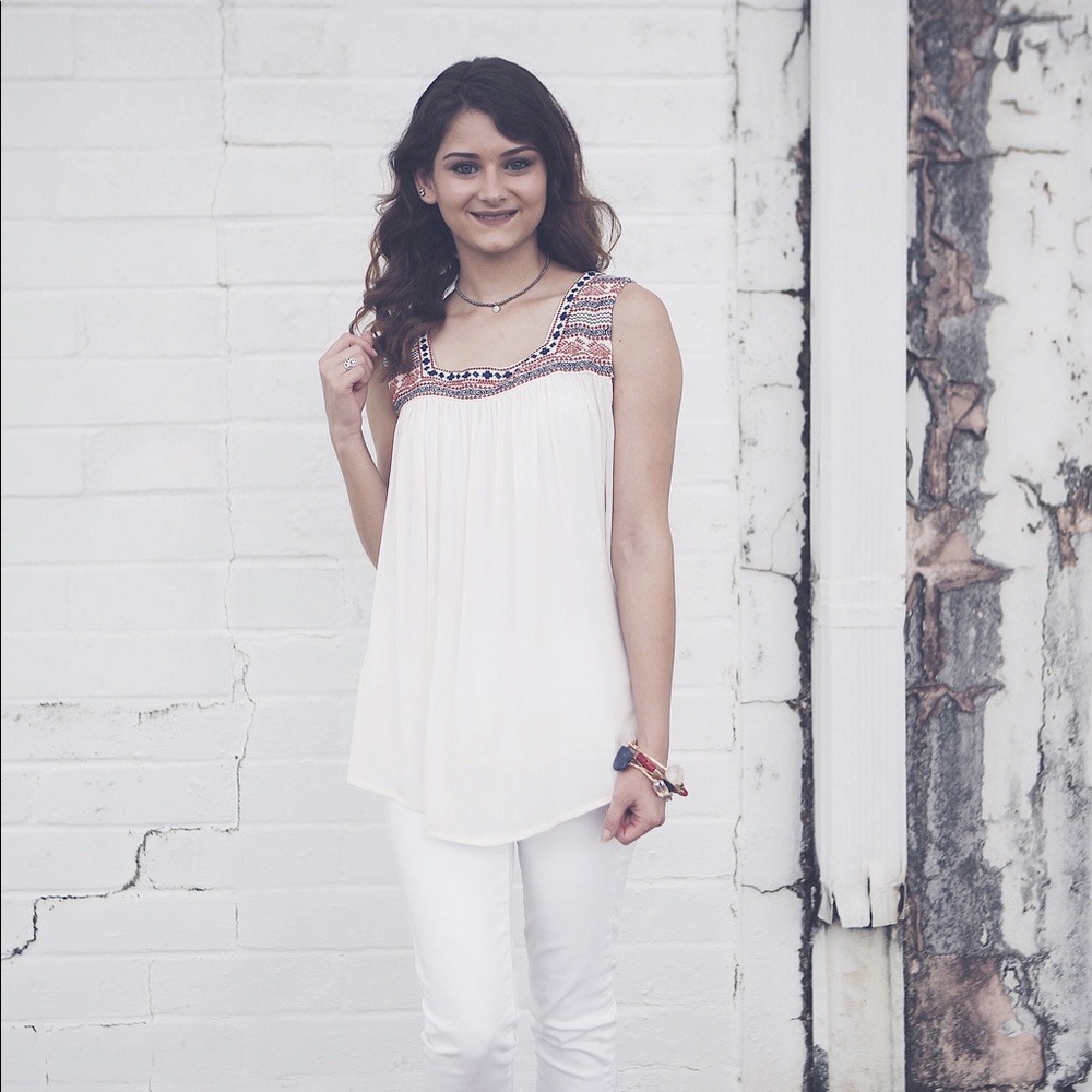 Embroidered peasant top!