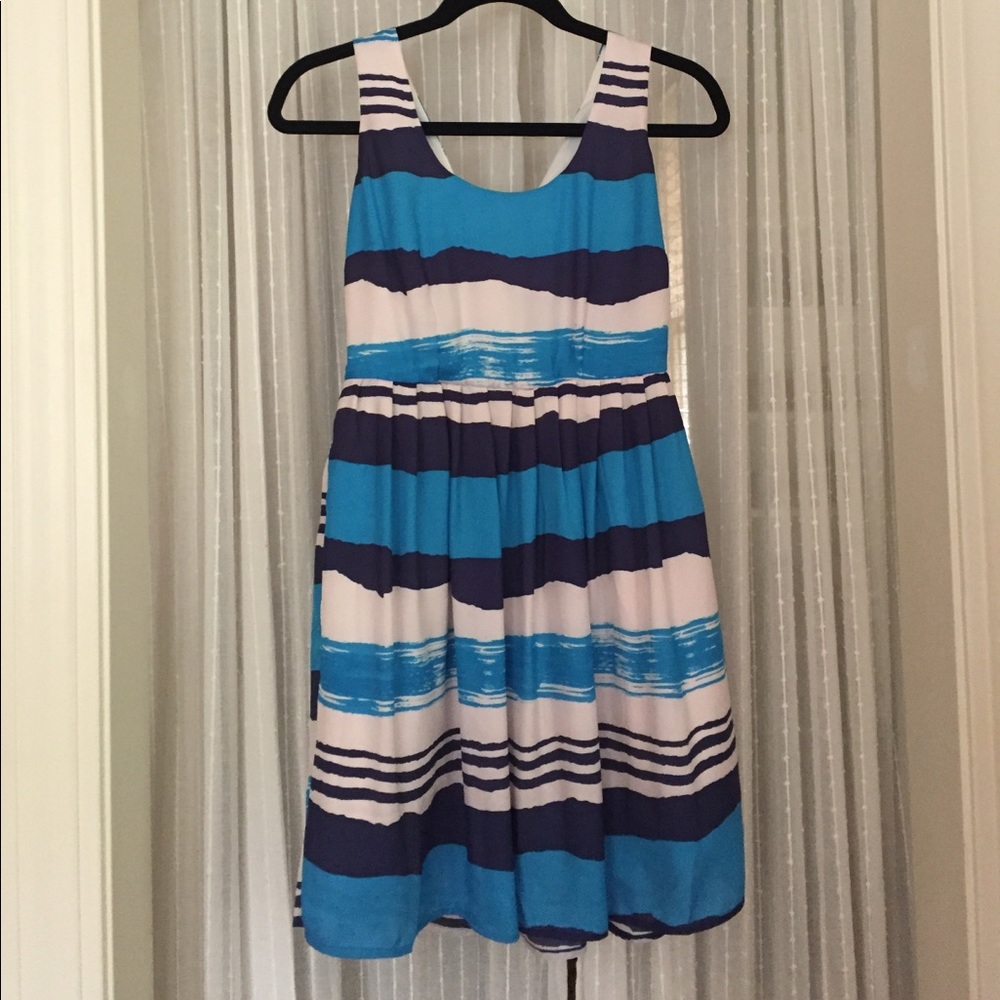 Blue and White Silk Pattern Dress