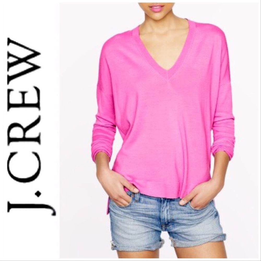✨ J. Crew Hot Pink "Merino Boyfriend Sweater" ✨