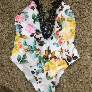 Floral one piece swim suit