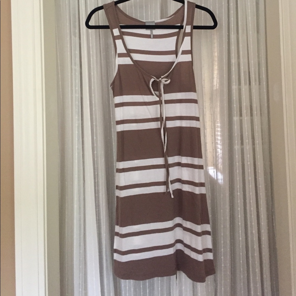 Casual Brown and White Dress
