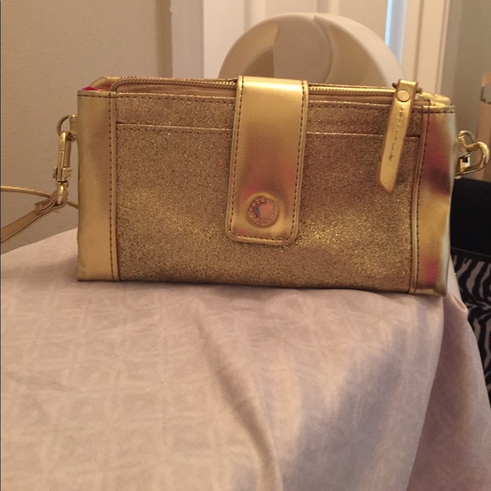 Steve Madden gold clutch wallet cross body
