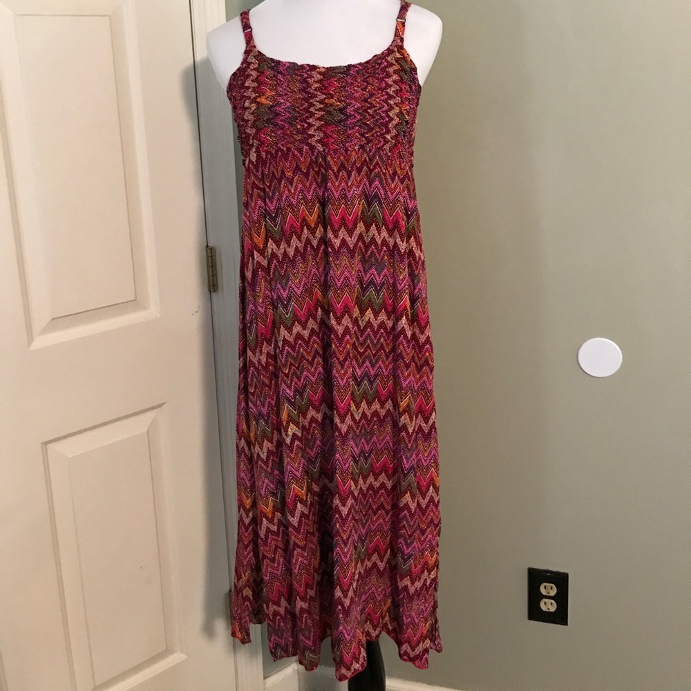 Multi-color Midi-dress.  Elasticized chest.  Small