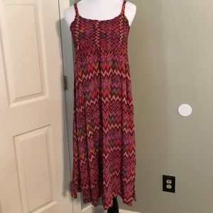 Multi-color Midi-dress.  Elasticized chest.  Small