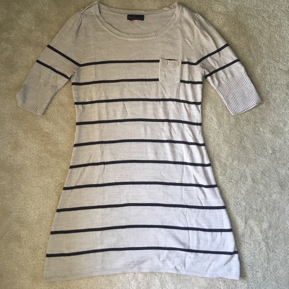 striped sweater dress, half sleeves