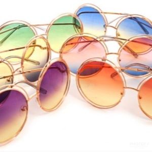 pink and blue circle sunglasses