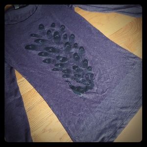 Purple peacock long sleeve tee size M fits S