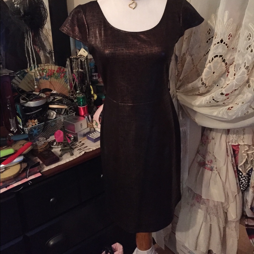 ⛩BROWN DRESS W/GOLDEN SHEEN SZ M 👜📿