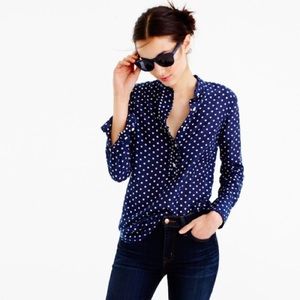 JCrew Ruffled Popover Shirt in Polka Dot