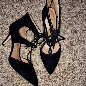 Suede, Lace Up Heels