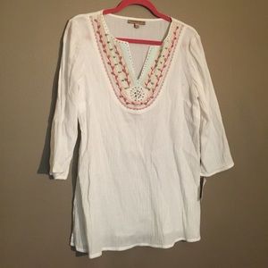 NWT Notations Tunic with beads/embroidery
