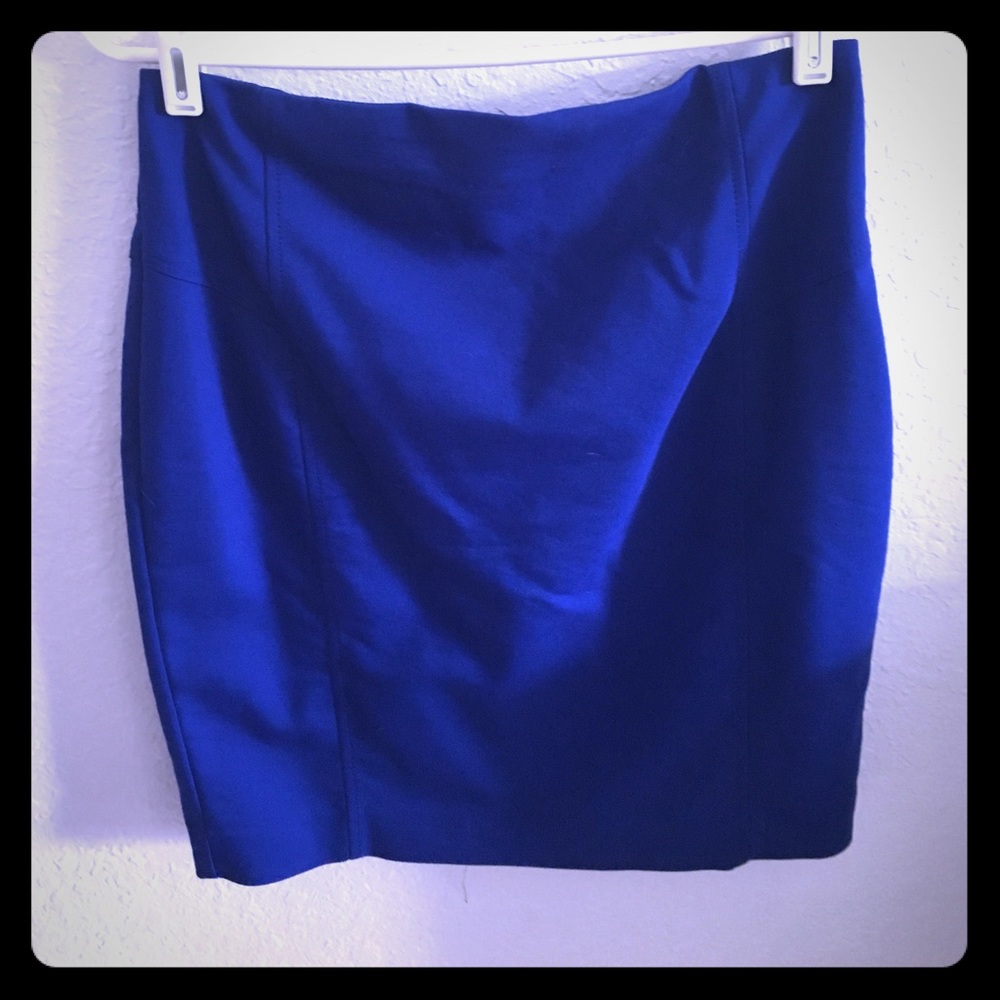 Bright blue mini pencil skirt