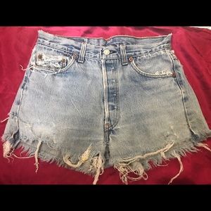 Levi's 501 lightly distressed vintage denim shorts