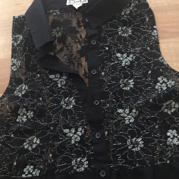 Black Lace Button Down Blouse - Picture 3 of 3