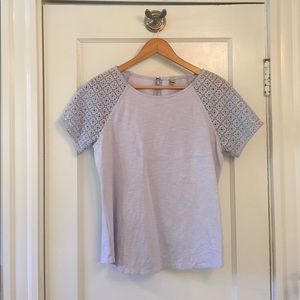J. Crew Lavender Top with Lace Sleeves