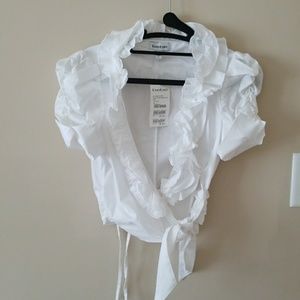 Ruffle neck bebe top