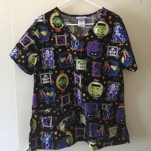 Halloween Themed Scrub Top