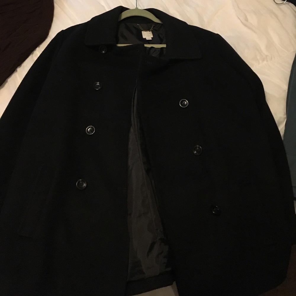 Black coat button down trench