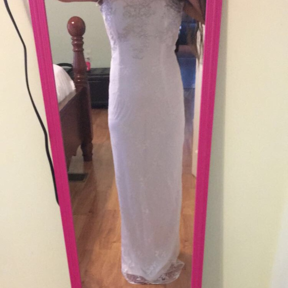 Jessica macclintock strapless white formal dress