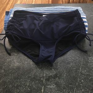Lands End Navy blue side tie swim bottoms size 8