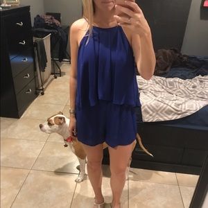 Blue backless romper. Size small