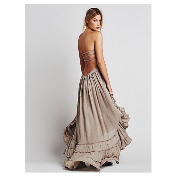 ONE LEFT!! White Strappy Backless Boho Halter Maxi - Picture 7 of 8