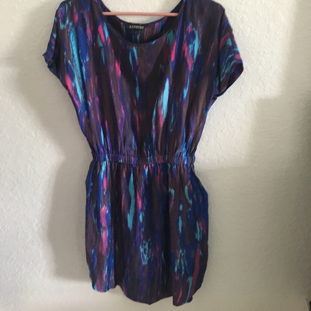 Multicolored dress dolman top elastic waste