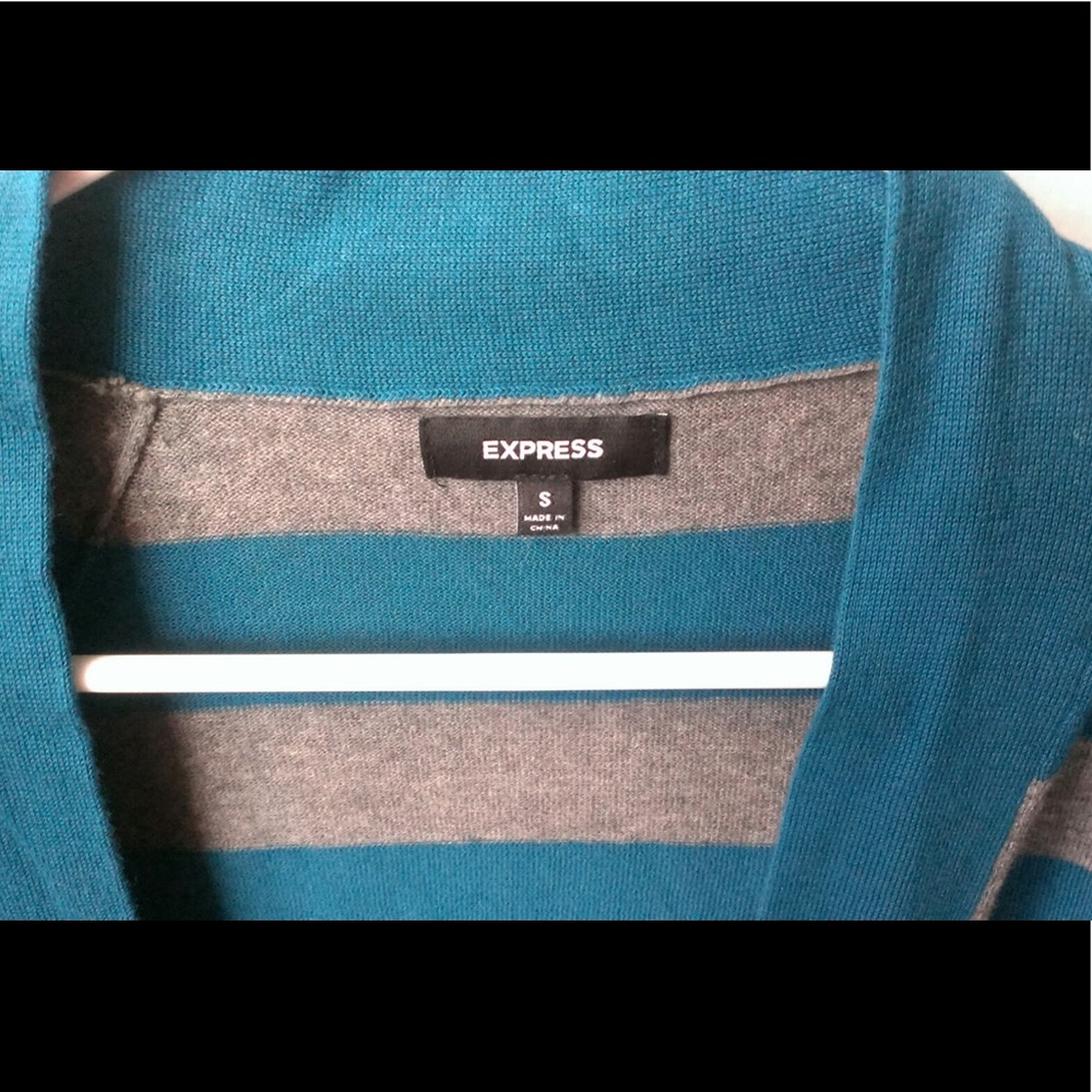 Express 3/4 Sleeve Striped Cardigan - Picture 5 of 6