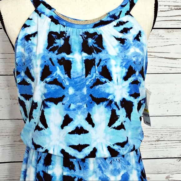 Style & Co Blue Blouson Sleeveless Maxi Dress New - Picture 3 of 7