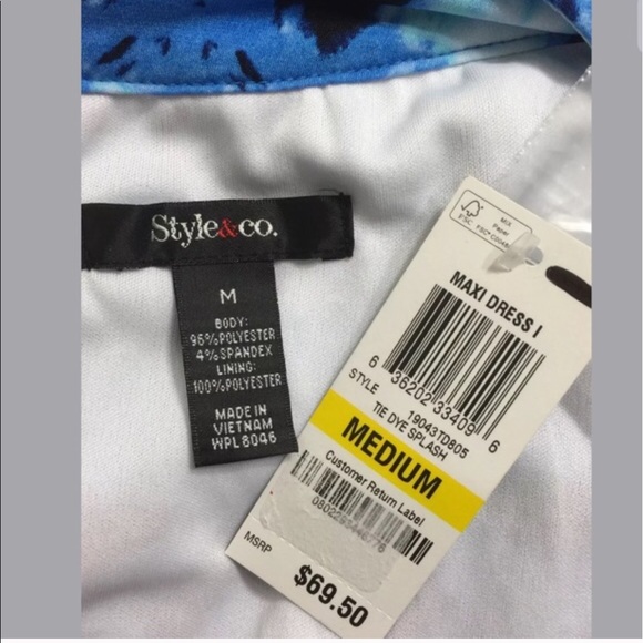 Style & Co Blue Blouson Sleeveless Maxi Dress New - Picture 6 of 7