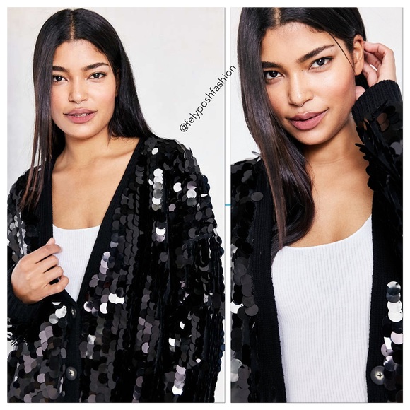 Urban Outfitters S&N Stassy Sequin Black Cardigan - Picture 3 of 3