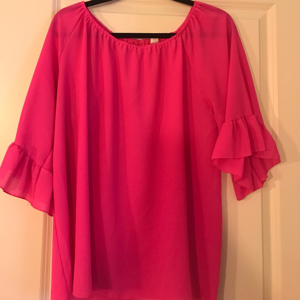 Pink Ruffle Sleeve Shirt