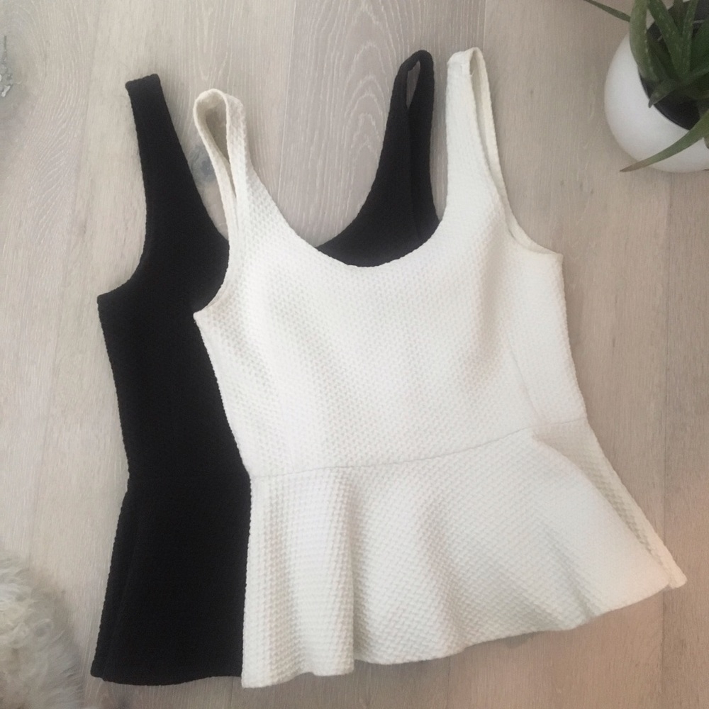 Anthro • white and black peplum top