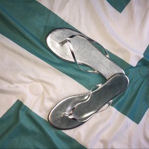 Silver flip flops