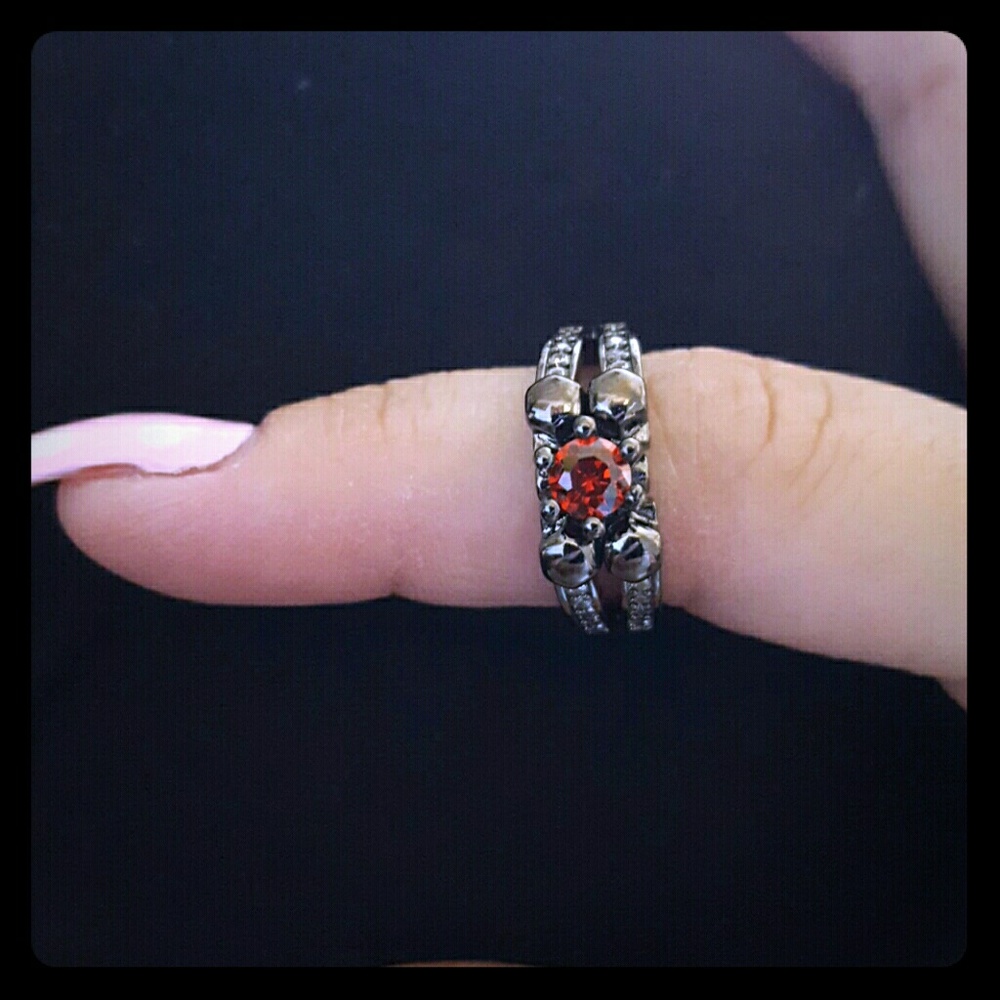 Gothic 14 kt black gold filled ruby zircon ring 6