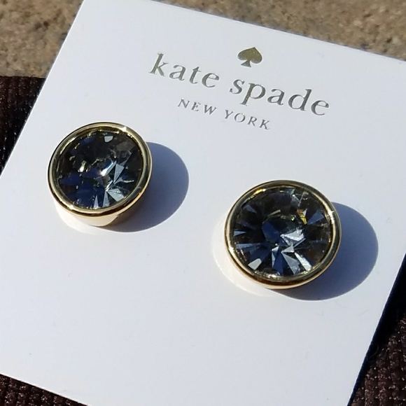 kate spade Jewelry - New Kate Spade Stud Earrings Smokey Grey & Gold