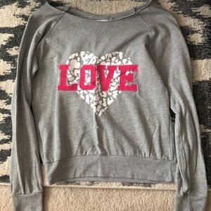 Off the shoulder sweat shirt