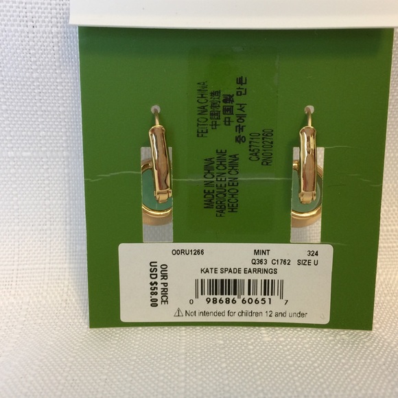 New Kate Spade 12K Crystal Drop Earrings in Mint! - Picture 6 of 8