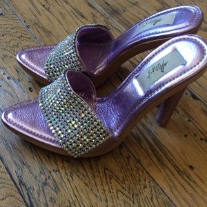 Alfie's Las Vegas crystal open toe mule. Size 7.
