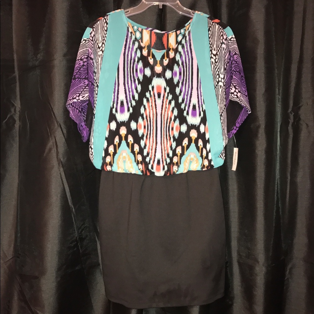 Multicolor patterned mini dress size 12