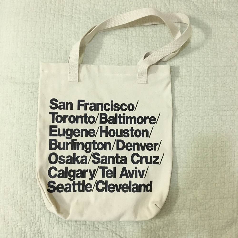 American apparel cities print denim tote