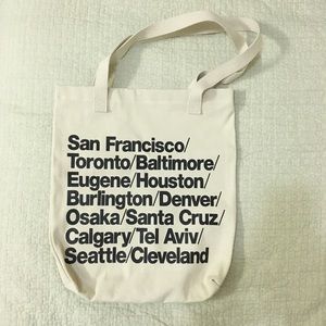 American apparel cities print denim tote